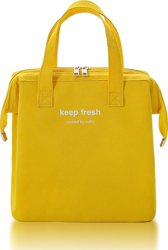 Rainbecom - Koeltassen - Lunchtas – 23x24x14 cm – 7.5 Liter - Geel - Isolatie - Kationisch Polyester - Handvat Riem - Koeltas - Lunch Bag - Geïsoleerde Koeltas - Picknicktas van Rainbecom