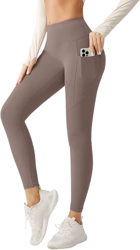 RAMBUX® Sportlegging Dames - Bruin - Maat L - High Waist - Shape Legging van RAMBUX®
