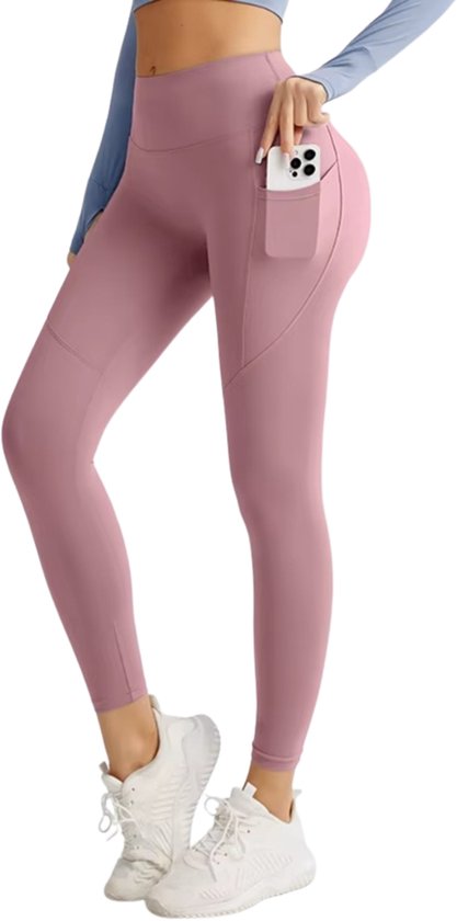RAMBUX® Sportlegging Dames - Roze - Maat M - High Waist - Shape Legging van Merkloos