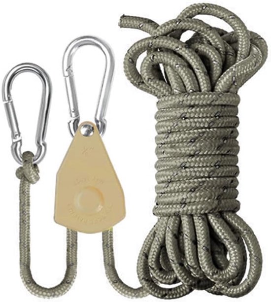 Ratchet Ropes 2M - Verstelbare stevige touwhanger - Geschikt voor buitengebruik - Ideaal voor groeilampen - SnelShoppen