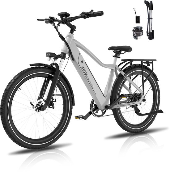 RCB G5 Elektrische Fiets - 27.5 Inch - Lichtgewicht Aluminium Frame - 250W Motor - 36V 13Ah Verwijderbare Batterij - 7 Versnellingen - Met App, NFC & LCD Display - Comfortabel & Roestvrij - Voor Dames en Heren - Actieradius 80km-zilver van RCB
