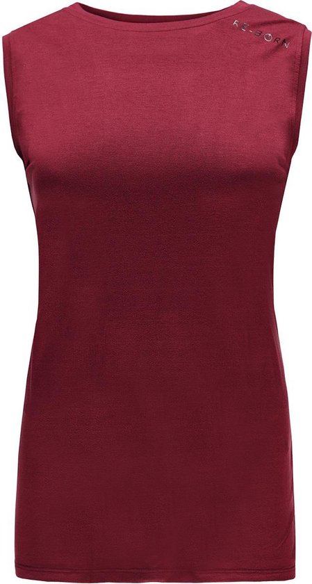 Re-Born - Sportkleding - Sport top mouwloos - Yogatop - Fitness top - Wijdere top - Dames - Burgundy - Maat M van Merkloos