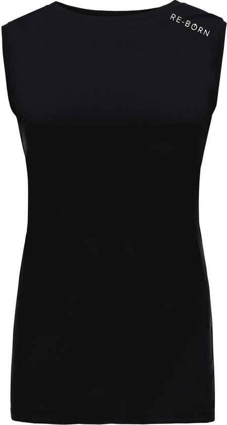 Re-Born - Sportkleding - Sport top mouwloos - Yogatop - Fitness top - Wijdere top - Dames - Zwart - Maat S
