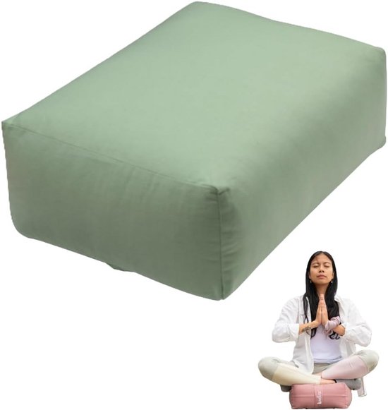 Rechthoekig Steunkussen - Yoga Bolster - Herstellende Yoga - Afneembare Hoes - 495 cm Lengte - Groen