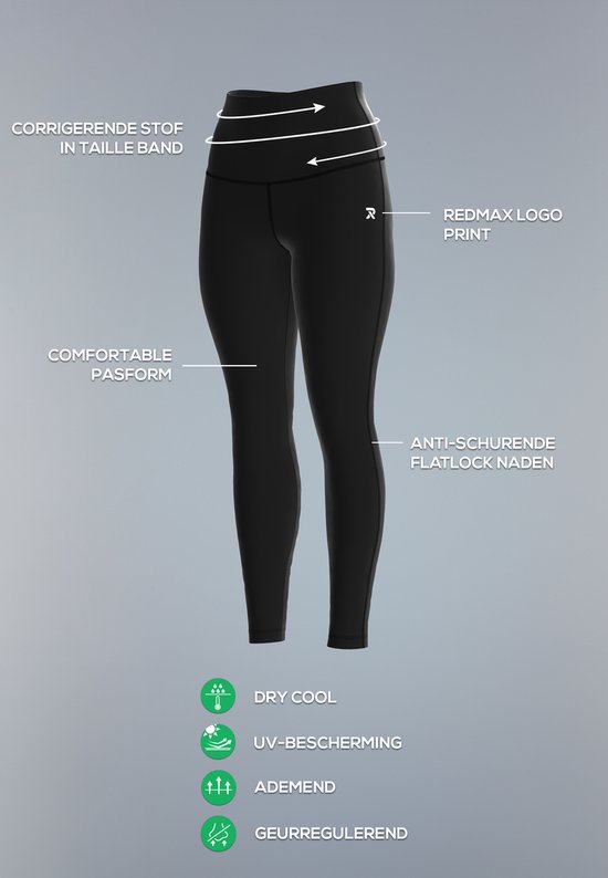 Redmax Sportlegging Dames Corrigerend Perfect RMXYara - Sportkleding - Geschikt voor Fitness en Yoga - Dry Cool - Fitness Legging - Corrigerend - Groen - 54 van Redmax