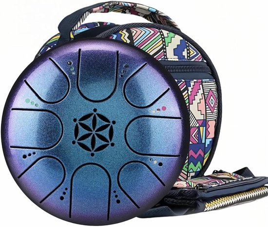 Regendrum Tuin - Muziek Chime - Buiten Ontspanning - Titanium Coated Staal - 12 cm Diameter - Blauw