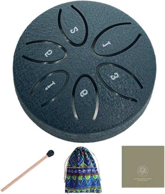 Regentrommel Muziekinstrument - Meditatie trommel - Buiten muziek maken - 6-noten melodisch - 8 cm - Marineblauw
