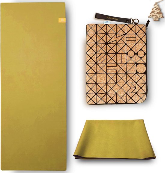 Reis Yoga Mat, 1,5 mm / 4 mm, Thuis, Wasbaar, Opvouwbaar 2-in-1 Handdoek, Antislip Natuurlijk Rubber. van Flowee