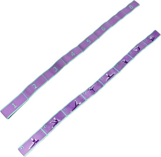 Rekband 85 x 4 cm, yoga-riem met lussen, yoga-riem, fitnessband met lussen, stretchband voor turnen, ballet en pilates - ShopVlot