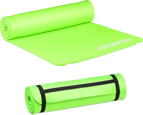 Relaxdays 2x yogamat dik - sportmat - workout matje - jogamat - joga matje - groen van Relaxdays