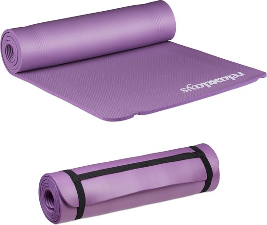 Relaxdays 2x yogamat dik - sportmat - workout matje - jogamat - joga matje - paars van Relaxdays
