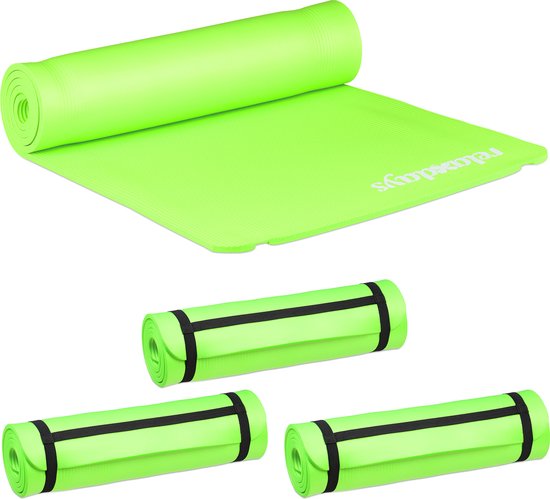 Relaxdays 4x yogamat dik - sportmat - workout matje - jogamat - joga matje - groen van Relaxdays