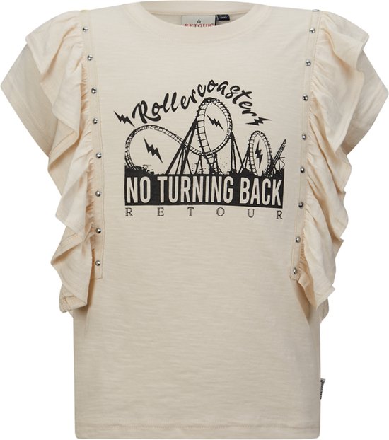 Retour Jeans Meisjes T-shirt Sade Beige/Zwart van Retour Jeans
