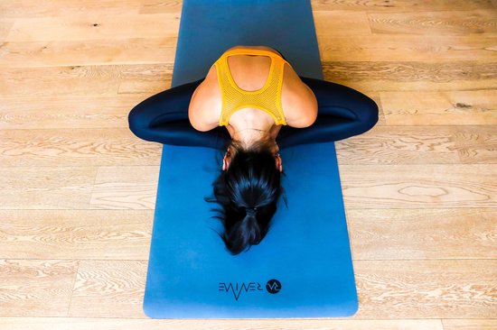 REVIVE eco / duurzame Yogamat "EARTH" - exercise / fitness mat - kleur aqua - 183 x 68 cm, 5 mm dikte, van natuur rubber van REVIVE