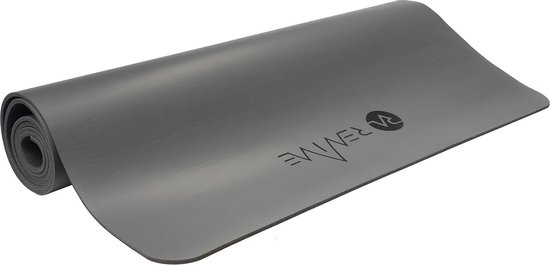 REVIVE eco / duurzame Yogamat "EARTH" - exercise / fitness mat - kleur charcoal - 183 x 68 cm, 5 mm dikte, van natuur rubber van Merkloos