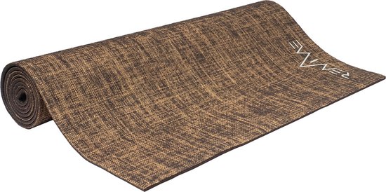 REVIVE eco / duurzame Yogamat "NATURE" - exercise / fitness mat- lichtgewicht - kleur bruin - 183 x 61 cm, 5 mm dikte, gemaakt van Jute icm PER van REVIVE