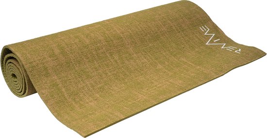 REVIVE eco / duurzame Yogamat "NATURE" - exercise / fitness mat- lichtgewicht - kleur groen - 183 x 61 cm, 5 mm dikte, gemaakt van Jute icm PER van REVIVE