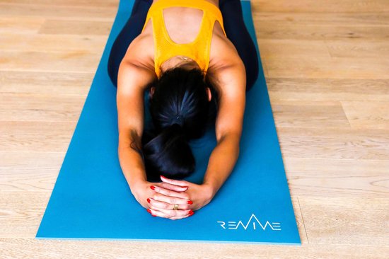 REVIVE eco / duurzame Yogamat "SUPREME" - exercise / fitness mat - kleur donkerblauw - 183 x 61 cm, 6 mm dikte, eco gecertificeerd PER van REVIVE