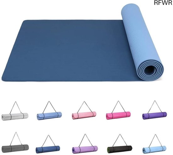 RFWR® Antislip Yogamat voor Gymnastiek en Pilates - 6 mm Dikte met Draagriem - 183 x 61 cm