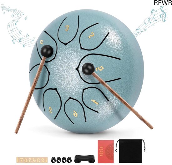 RFWR® Stalen Tongtrommel 15,2 cm - 8-toon D-sleutel voor Meditatie, Yoga en Geluidsgenezing