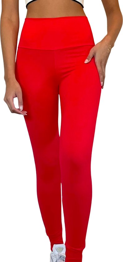 Rode sportlegging | Hoge taille | Sport legging | Yoga | Sportbroek Dames | Yoga | Fitness | M van Aivy.cls