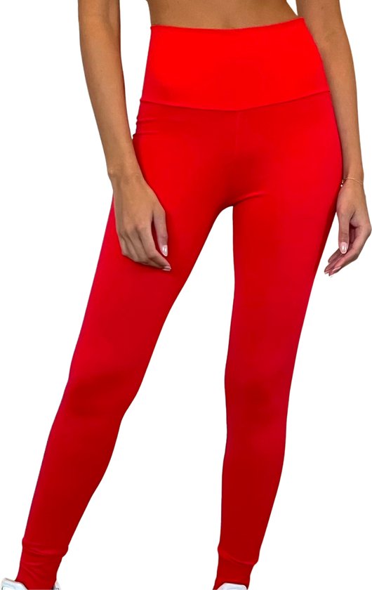 Rode sportlegging | Hoge taille | Sport legging | Yoga | Sportbroek Dames | Yoga | Fitness | XL van Merkloos
