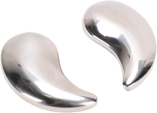 Roestvrijstalen Oogmasker - Oogkussentjes Gel - Ontspanning Ogen - Warm en Koud Kompres - 5.2 x 2.8 cm - Zilver