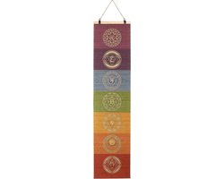 Rolafbeelding Chakra's - Yoga Poster - Meditatie Decoratie - Gemaakt van Bamboe - 130x30cm - Pastel