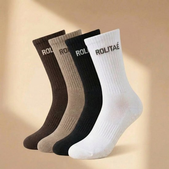 Rolitaé Pilatessokken 4-Pack | Classic | 4 Paar Anti-Slip Gripsokken | Maat 36-39 van Merkloos