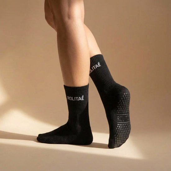 Rolitaé Pilatessokken Zwart | Anti-Slip Gripsokken Dames | Maat 39-42 van Merkloos