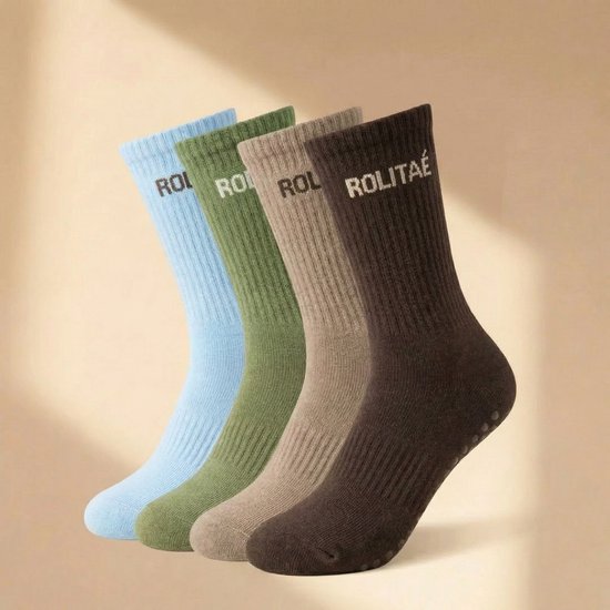 Rolitaé Yoga & Pilatessokken 4-Pack | Colour | 4 Paar Anti-Slip Gripsokken | Maat 36-39