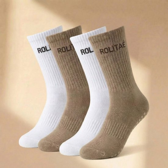 Rolitaé Yoga & Pilatessokken 4-Pack | Light classic | 4 Paar Anti-Slip Gripsokken | Maat 36-39