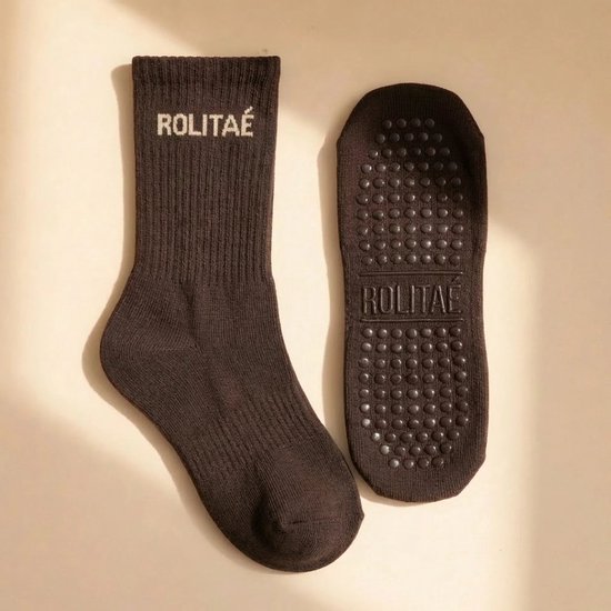 Rolitaé Yoga & Pilatessokken Bruin | Anti-Slip Gripsokken Dames | Maat 36-39