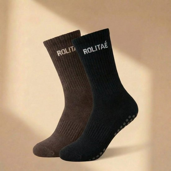 Rolitaé Yoga & Pilatessokken Duo Pack | Dark roast | 2 Paar Anti-Slip Gripsokken | Maat 36-39
