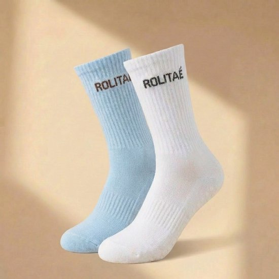 Rolitaé Yoga & Pilatessokken Duo Pack | White Beach | 2 Paar Anti-Slip Gripsokken | Maat 36-39