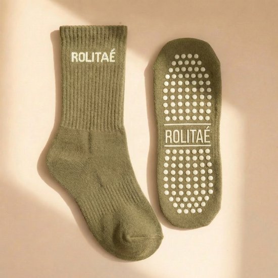 Rolitaé Yoga & Pilatessokken Groen | Anti-Slip Gripsokken Dames | Maat 39-42