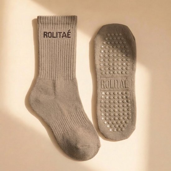Rolitaé Yoga & Pilatessokken Mocha | Anti-Slip Gripsokken Dames | Maat 36-39