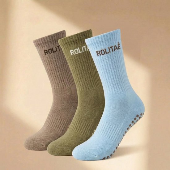 Rolitaé Yoga & Pilatessokken Triple Pack | Colours | 3 Paar Anti-Slip Gripsokken | Maat 36-39