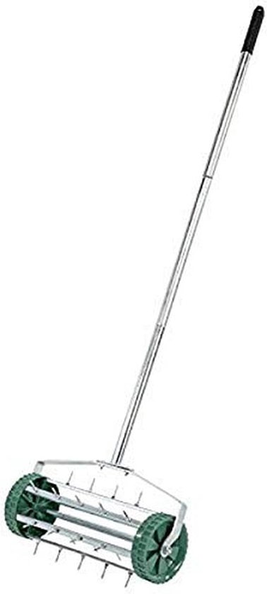 Rollende gazonventilator met 450 mm stekeltromme voor tuingrasventilatie met 33 mm tanden, 1 stuk van Relaxdays