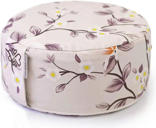 Rond Meditatiekussen - Field Flowers - Katoen - ⌀30cm - 15cm van Yogi & Yogini