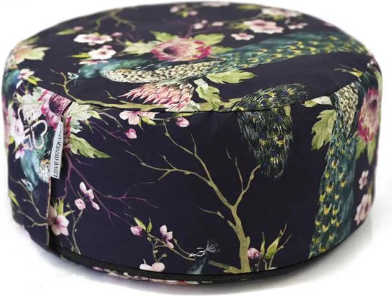 Rond Meditatiekussen | Royal Peacock | Katoen | ⌀30cm - 15cm van Lotus Design