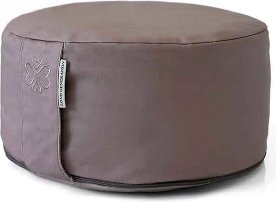 Rond Meditatiekussen | Taupe | Katoen | ⌀30cm - 15cm van AUMOMENTS