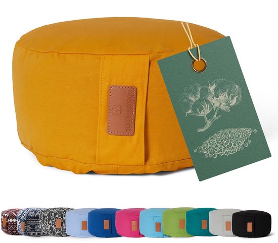 Rond Yogakussen - Meditatiekussen Bolster - Yin Yoga Ondersteuning - Aanpasbare Vulling - 30 x 15 cm - Kerrie geel