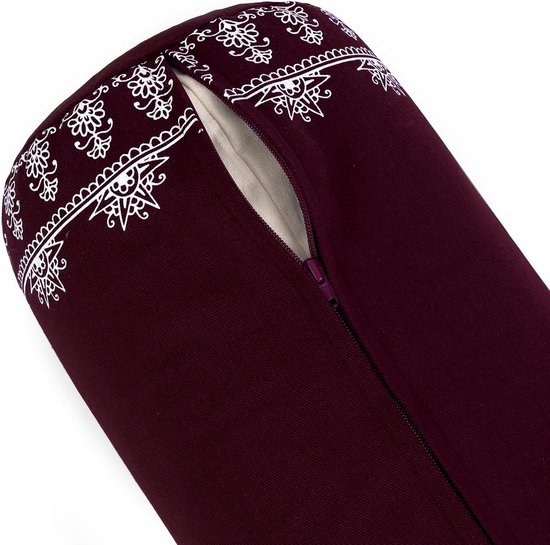 Ronde Biologische Boekweit Bolster voor Yoga - 23x61 cm - Machine wasbare Katoenen Hoess