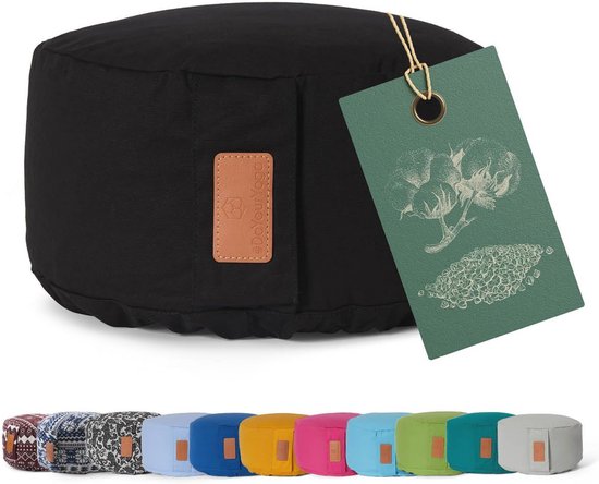 Ronde yogabolster voor yin yoga en meditatie - 30 x 15 cm, wasbare katoenen cover, biologisch boekweitvulling