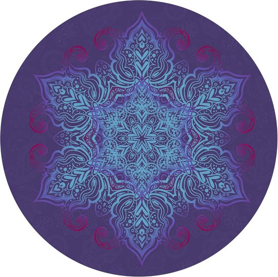 Ronde Yogamat - Meditatie Mat - Thuis Sporten - Antislip Natuurrubber - 140 cm Diameter - Donkerpaars