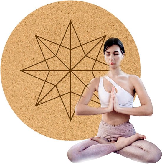 Ronde Yogamat - Oefenmat Pilates - Thuis Fitness - Niet-Glijdend Ontwerp - 68x68 cm - Natuurlijk