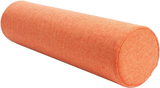 Round Memory Foam Neck Pillow, Cylindrical Cervical Roll Cushion with Linen Zipper, Cushion for Sofa, Armrest Backrest Head Waist Legs Support (Orange,50x15cm)