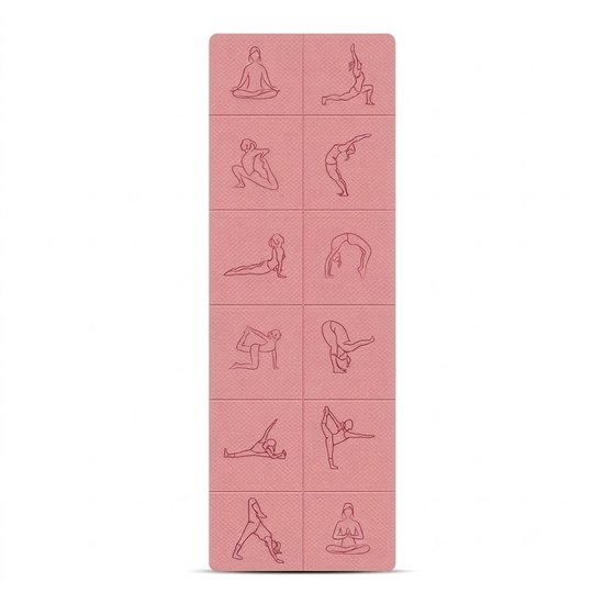 Roze opvouwbare Pilates mat yoga mat unisex 183 x 61 cm 4 mm dik antislip TPE fitness mat reis yogamat voor yoga pilates stretching thuis fitness draagbare trainings mat