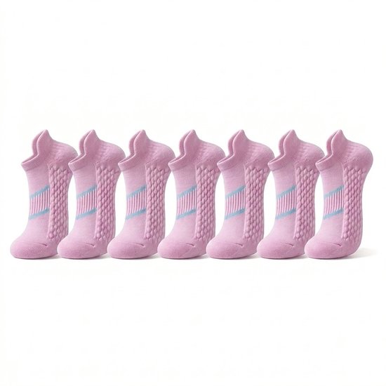 Roze pilates sokken dames 7 paar ademende korte sport sokken met versterkte hiel lage enkelsokken voor yoga pilates fitness wandelen en dagelijks gebruik maat 36-40